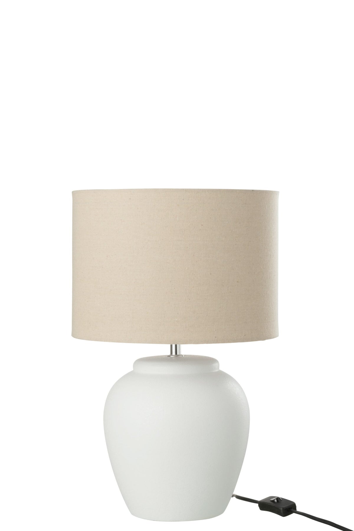 Lamp Meli + shade ceramic linen white small