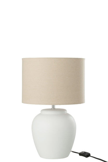 Lamp Meli + shade ceramic linen white small