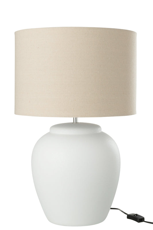 Lamp Meli + large white ceramic linen shade