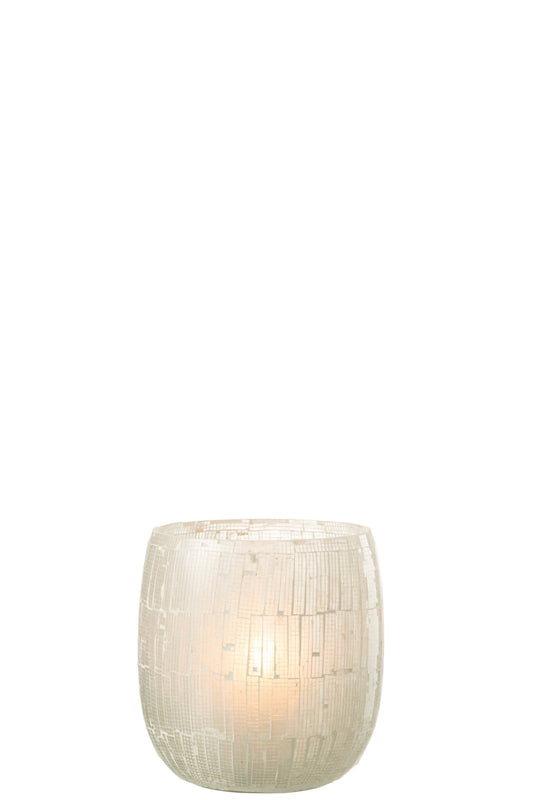 Windlicht Mozaiek Glas Licht Grijs Large