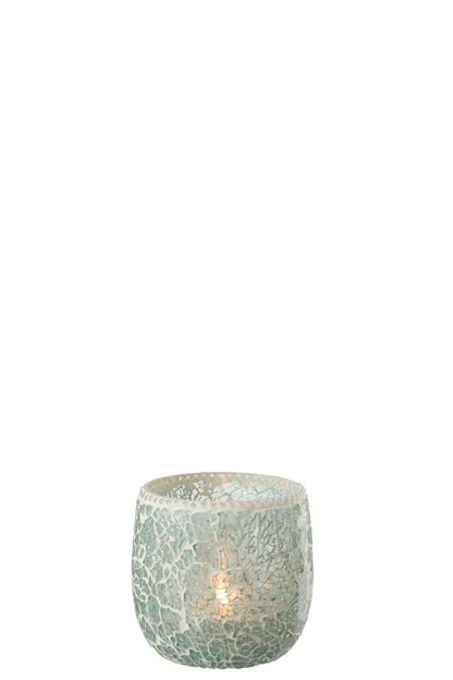 Theelicht Houder Mozaiek Glas Groen/Wit Small