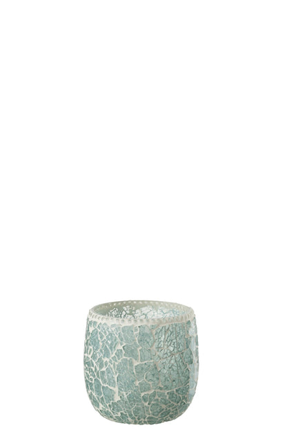 Theelicht Houder Mozaiek Glas Groen/Wit Small