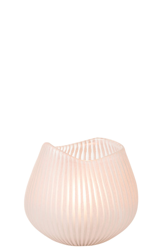 Vase Stripe Glass Light Pink Small