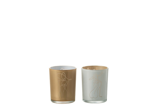 Windlicht Vrouw Glas Mix Medium Assortiment Van 2