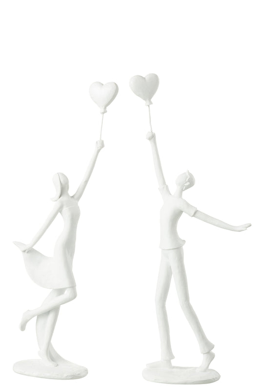Lady And Man Heart Balloon Poly White Assortment Of 2