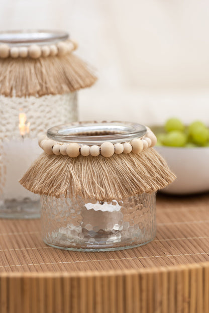 Theelichthouder Kralen Decoratie Glas Transparant Small