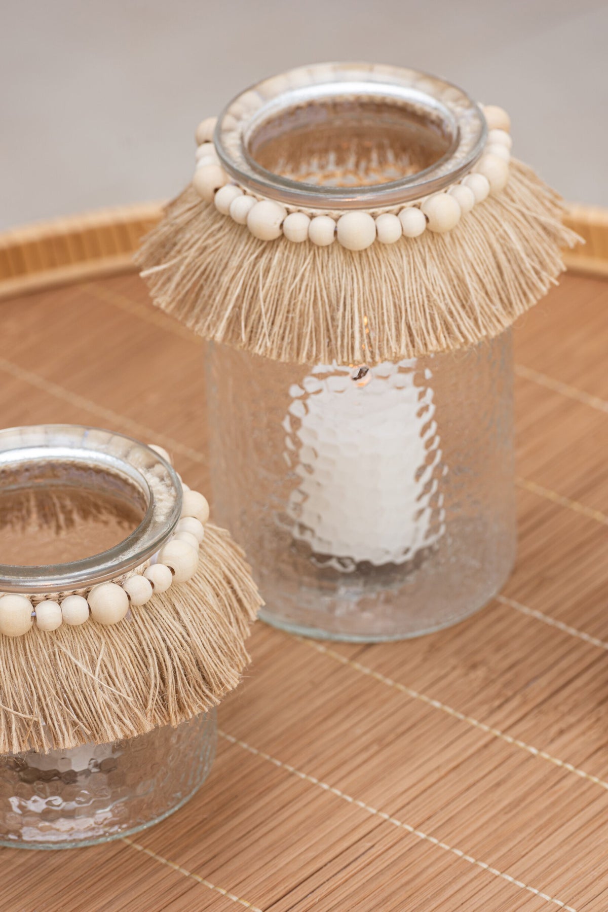Theelichthouder Kralen Decoratie Glas Transparant Small
