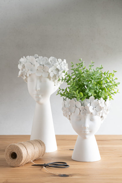 Flowerpot Head Resin White Small