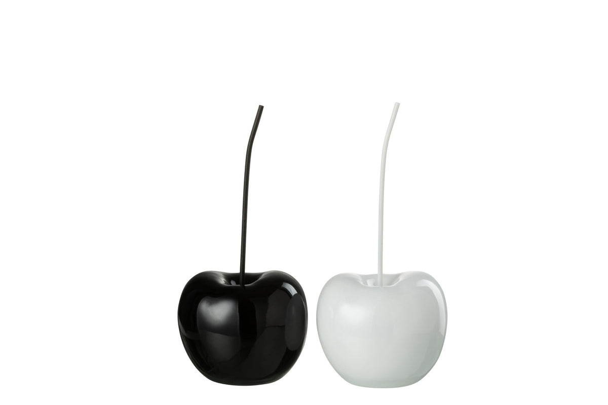 Cherry Resin Shiny White/Black Small Assortment Of 2