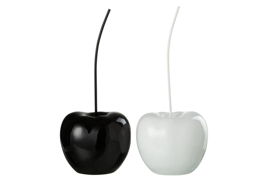 Cherry Resin Shiny White/Black Large Assortment Of 2