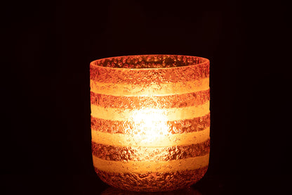 Windlicht Strepen Glas Rood/Wit Large
