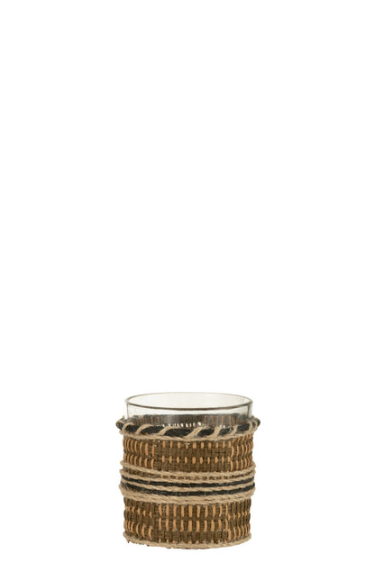 Theelichthouder Glas Bruin/Beige