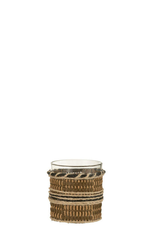 Theelichthouder Glas Bruin/Beige
