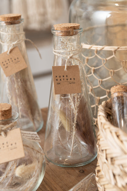 Bottles With Dried Flowers Glass Natural Medium Assortment Of 2