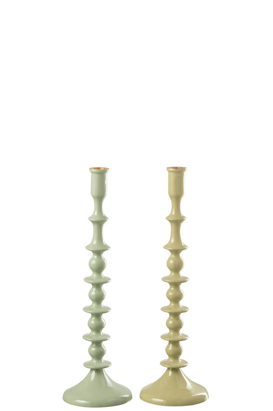 Kandelaar Aluminium Groen Assortiment Van 2
