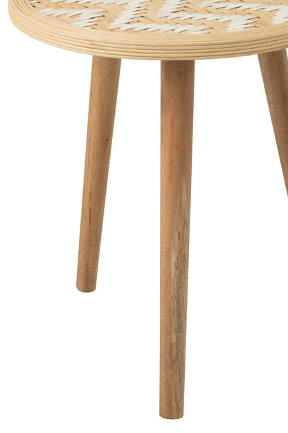 Set Of 3 Sidetable Patterns 3 Legs Bamboo/Wood Natural/White