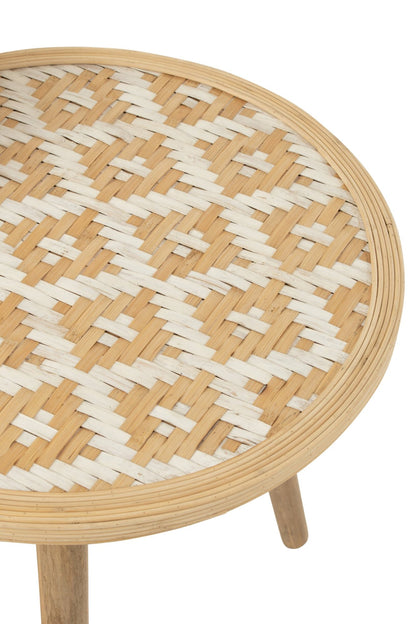 Set Of 3 Sidetable Patterns 3 Legs Bamboo/Wood Natural/White