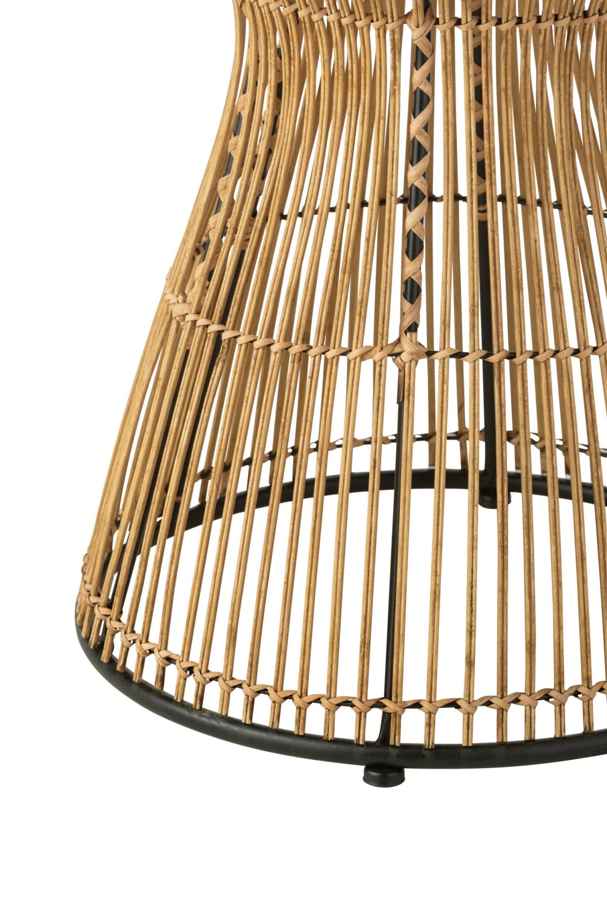 Sidetable Round Grooves Rattan Natural