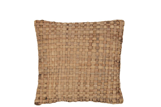 Cushion Square 1 Side Reed/Textile Natural Small