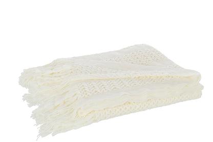 Plaid Knitted Acrylic White