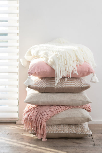 Plaid Knitted Acrylic White