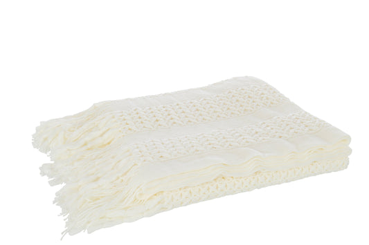 Plaid Knitted Acrylic White
