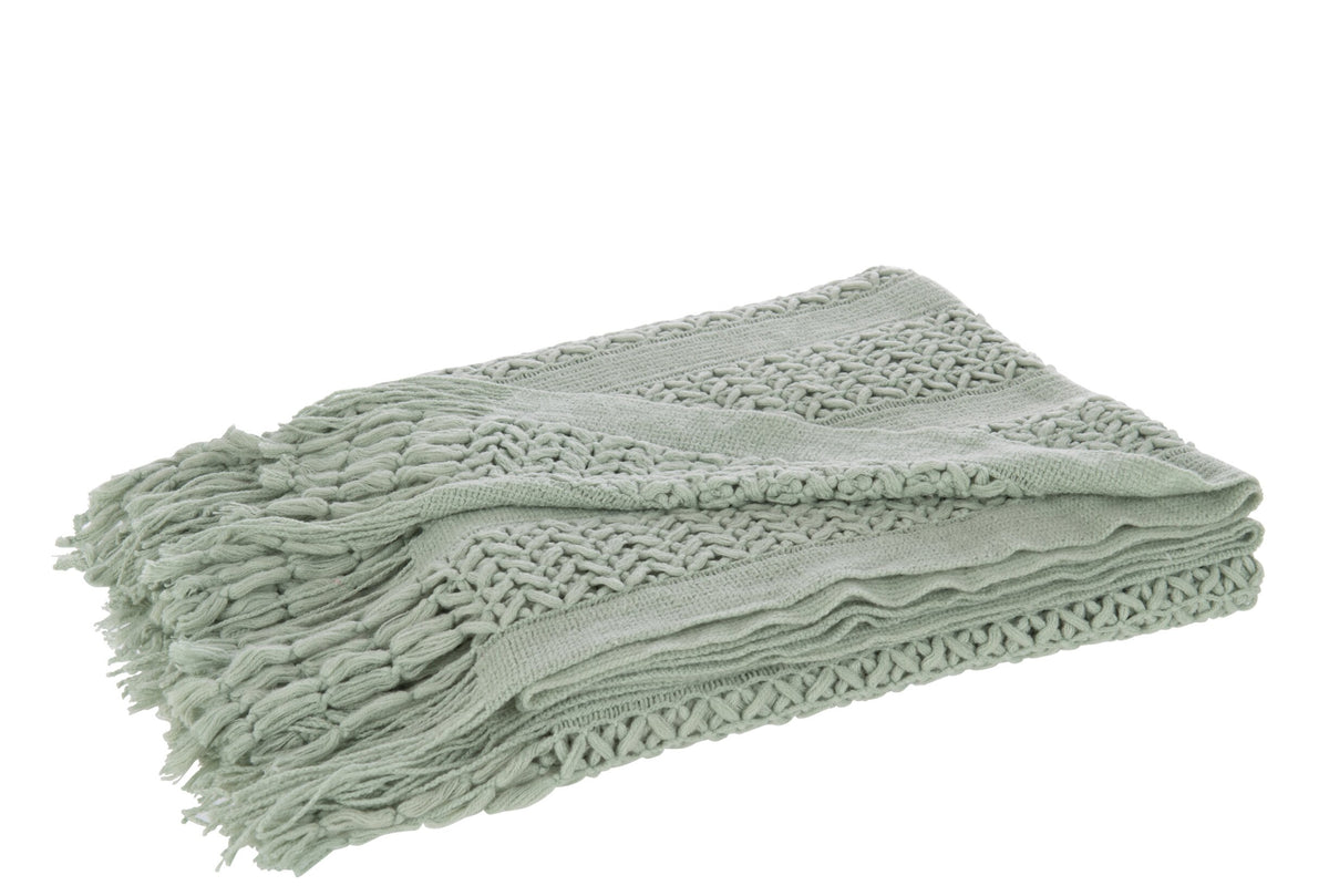 Plaid Knitted Acrylic Light Green