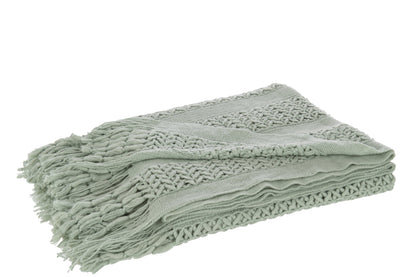 Plaid Knitted Acrylic Light Green