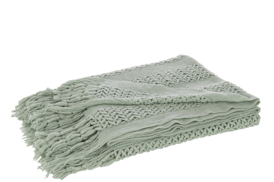 Plaid Knitted Acrylic Light Green