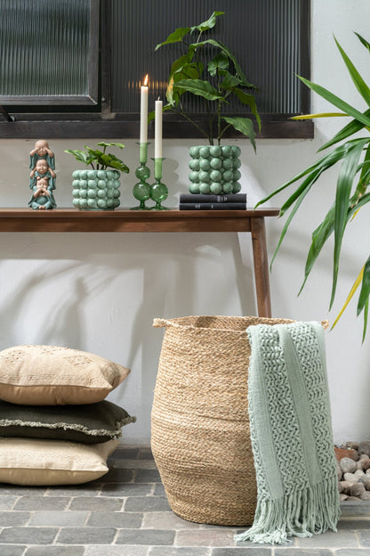 Plaid Knitted Acrylic Light Green