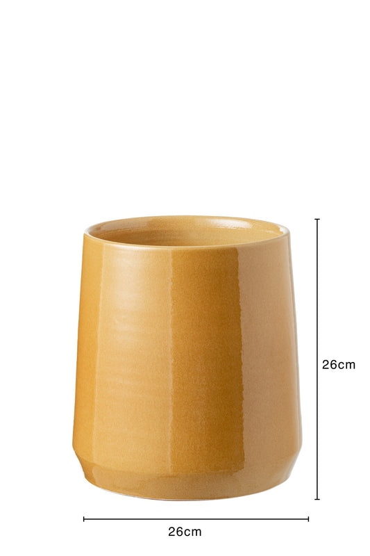 Flowerpot Round Ceramic Ochre Large