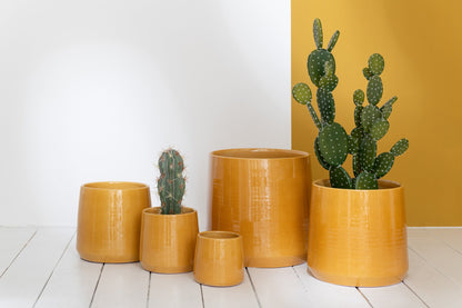 Flowerpot Round Ceramic Ochre Large