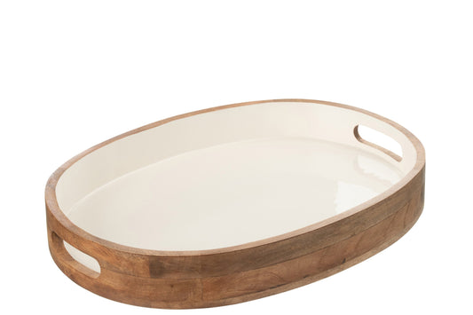 Dienbladen Kos hout bruin/wit