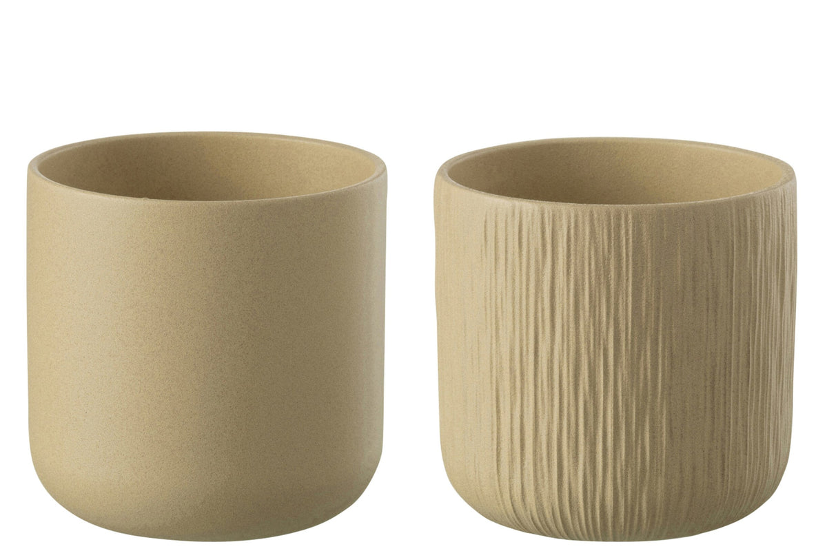 Flowerpot Gen Ceramic Beige XXL Assortment Of 2