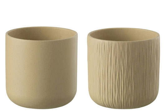 Flowerpot Gen Ceramic Beige XXL Assortment Of 2
