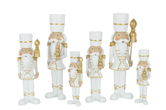 Nutcracker Resin White/Gold Large Assortment Of 2