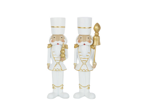 Nutcracker Resin White/Gold Large Assortment Of 2