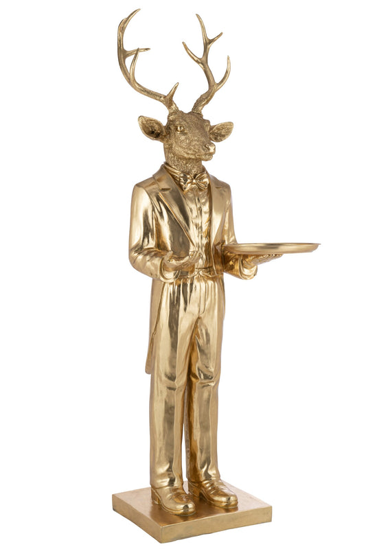 Deer Waiter Tray Poly Gold