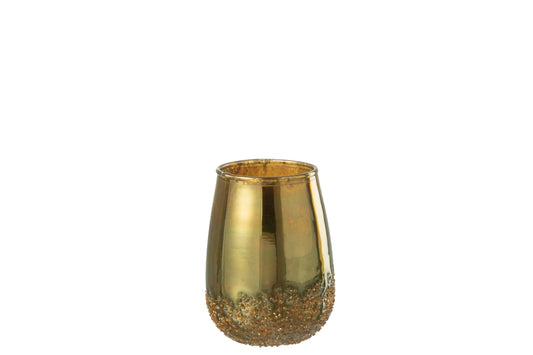 Theelichthouder Spiegel Goud Glas Small