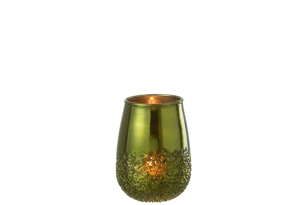 Theelichthouder Spiegel Groen Glas Small