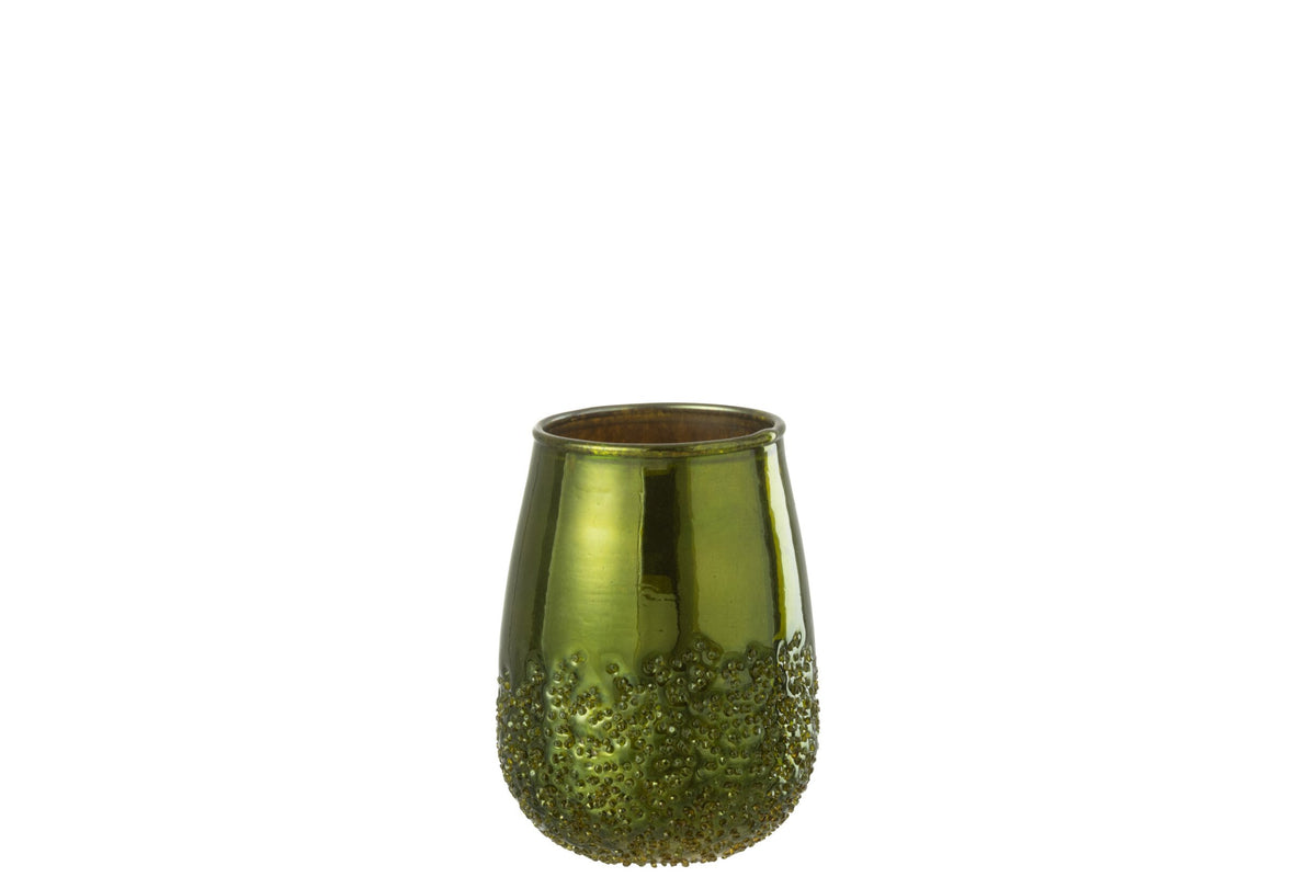 Theelichthouder Spiegel Groen Glas Small