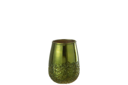 Theelichthouder Spiegel Groen Glas Small