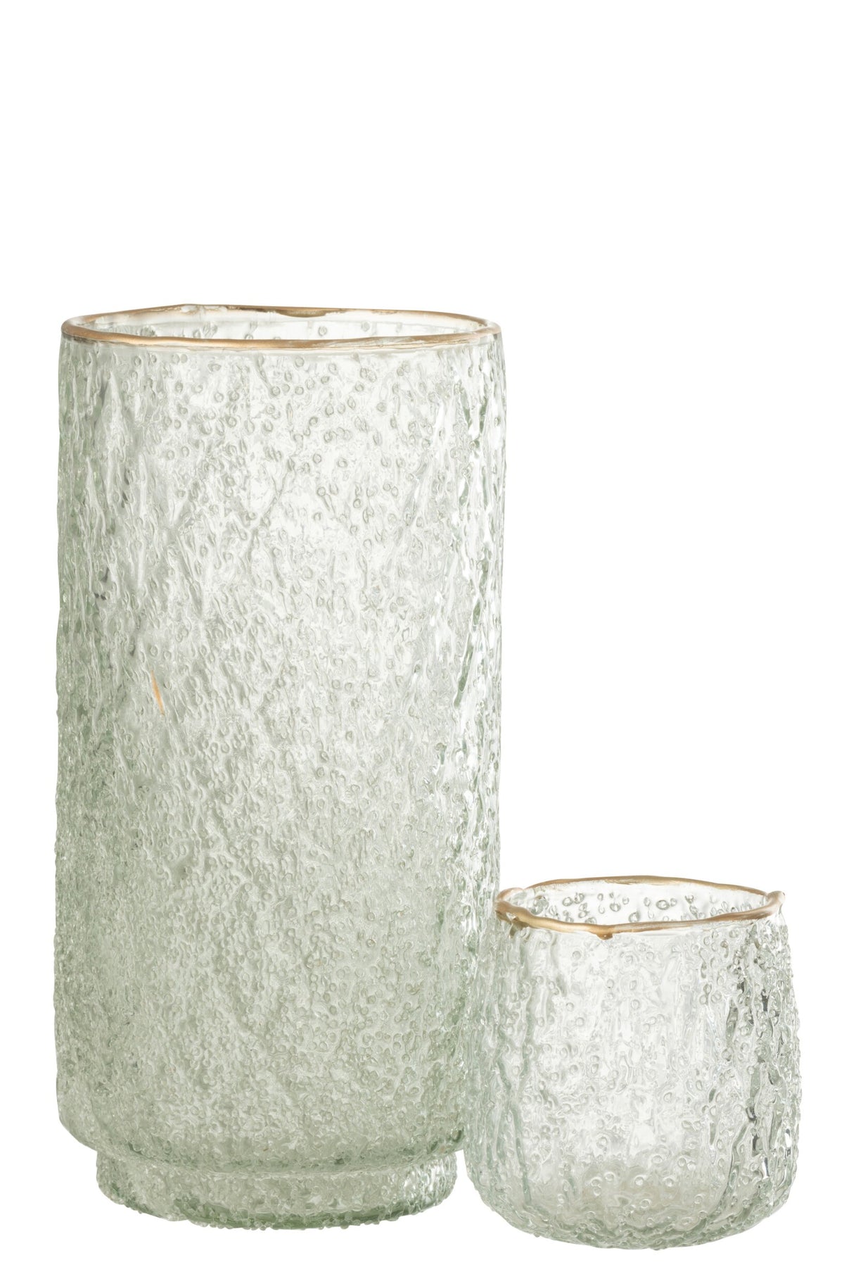 Windlicht Goud Rand Glas Transparant Large