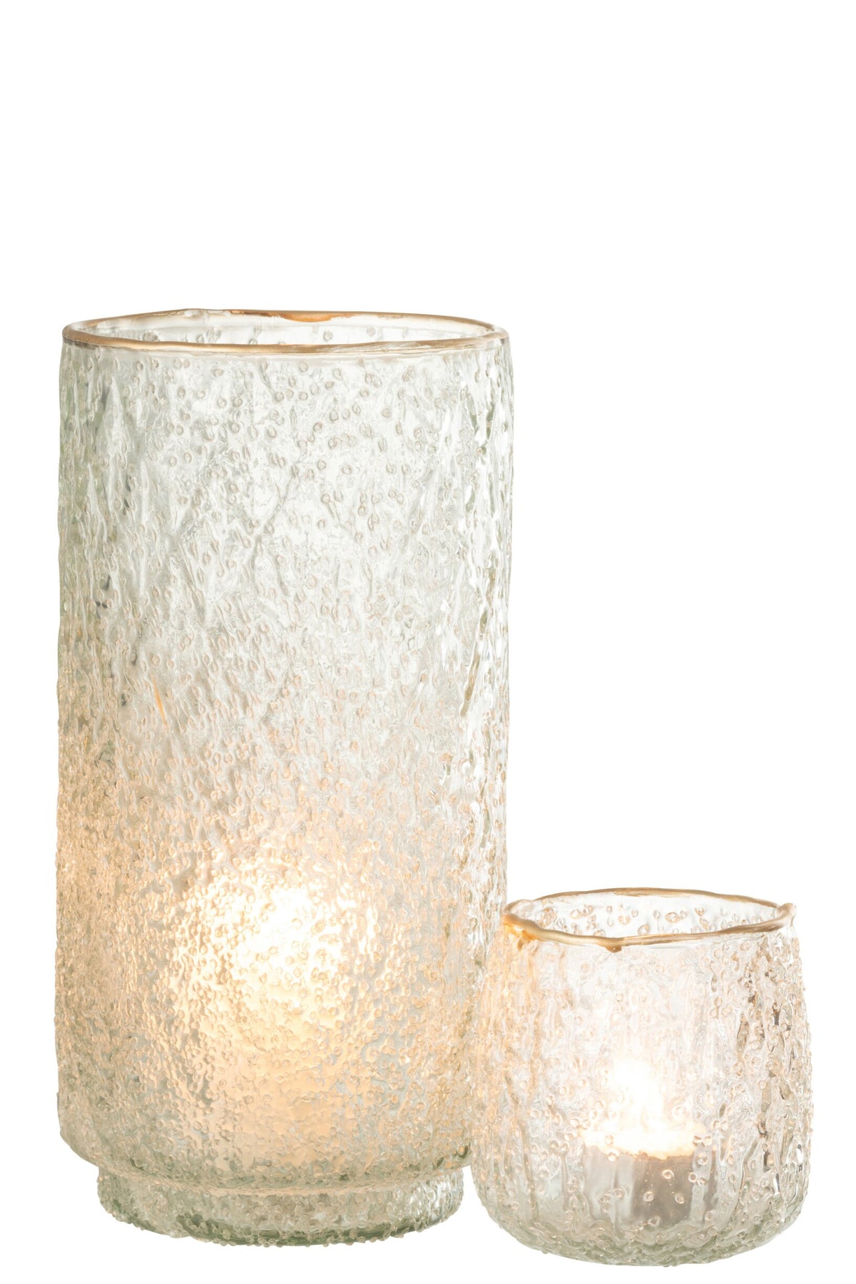 Windlicht Goud Rand Glas Transparant Large