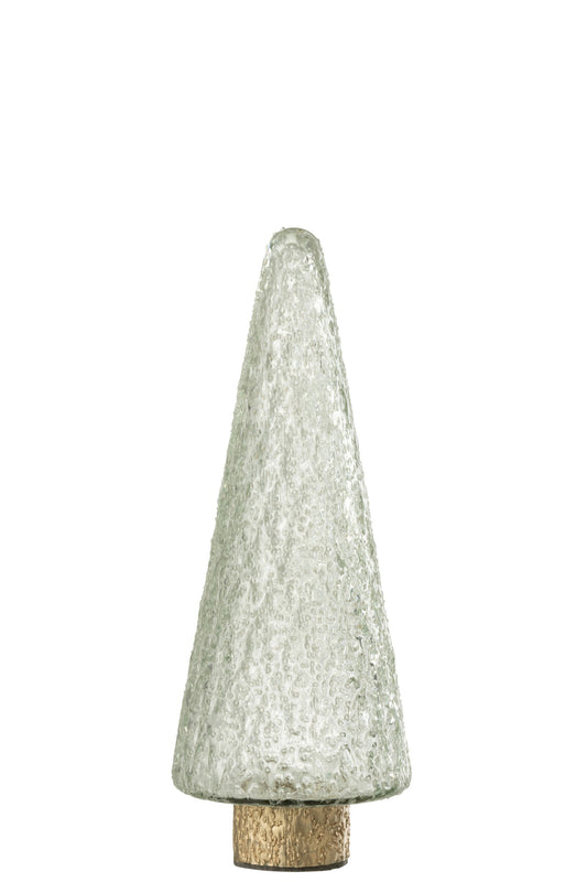 Xmas Tree Gold Foot Glass Trans Small