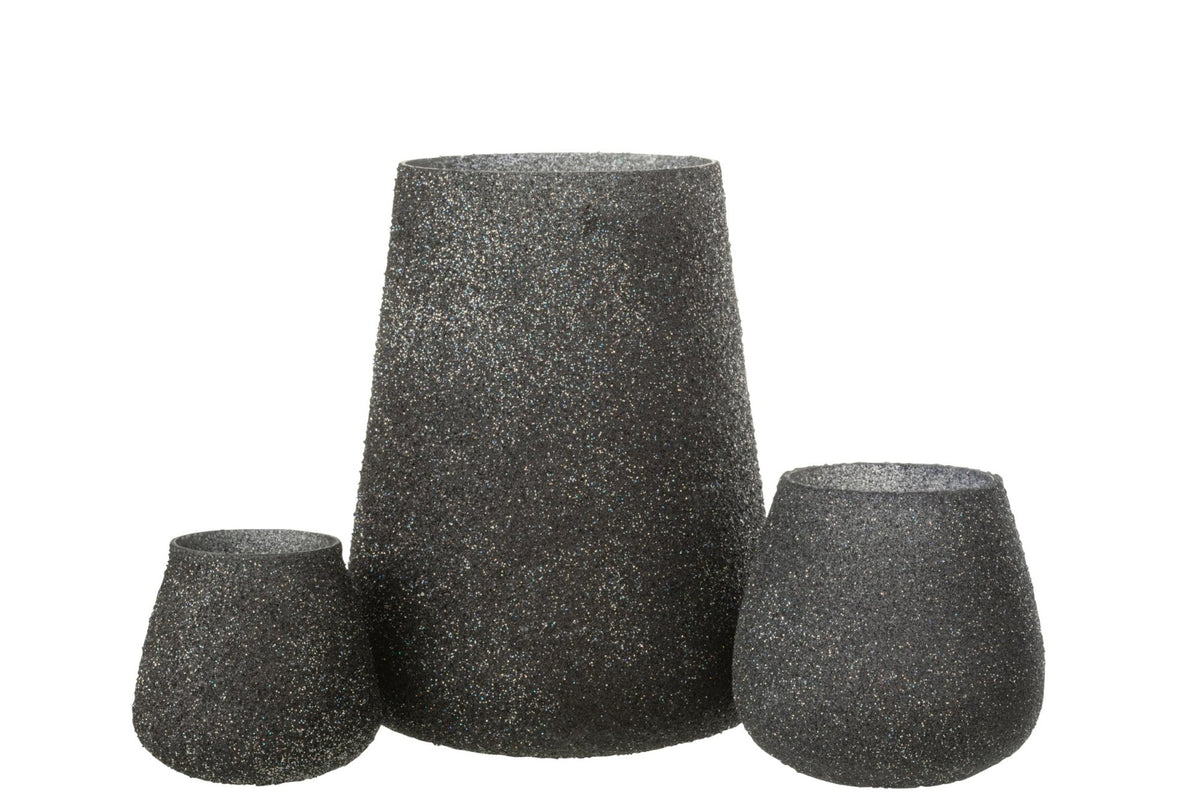 Windlicht Glitter Glas Paars Large