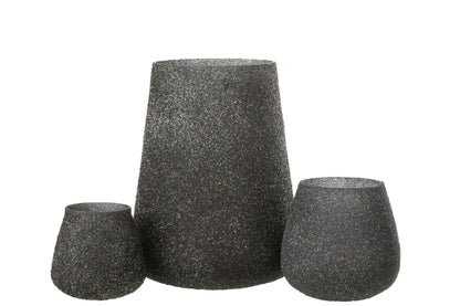 Windlicht Glitter Glas Paars Large