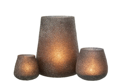 Windlicht Glitter Glas Paars Large