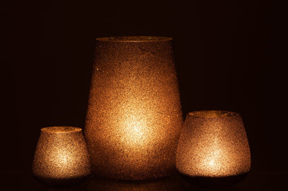 Windlicht Glitter Glas Paars Large