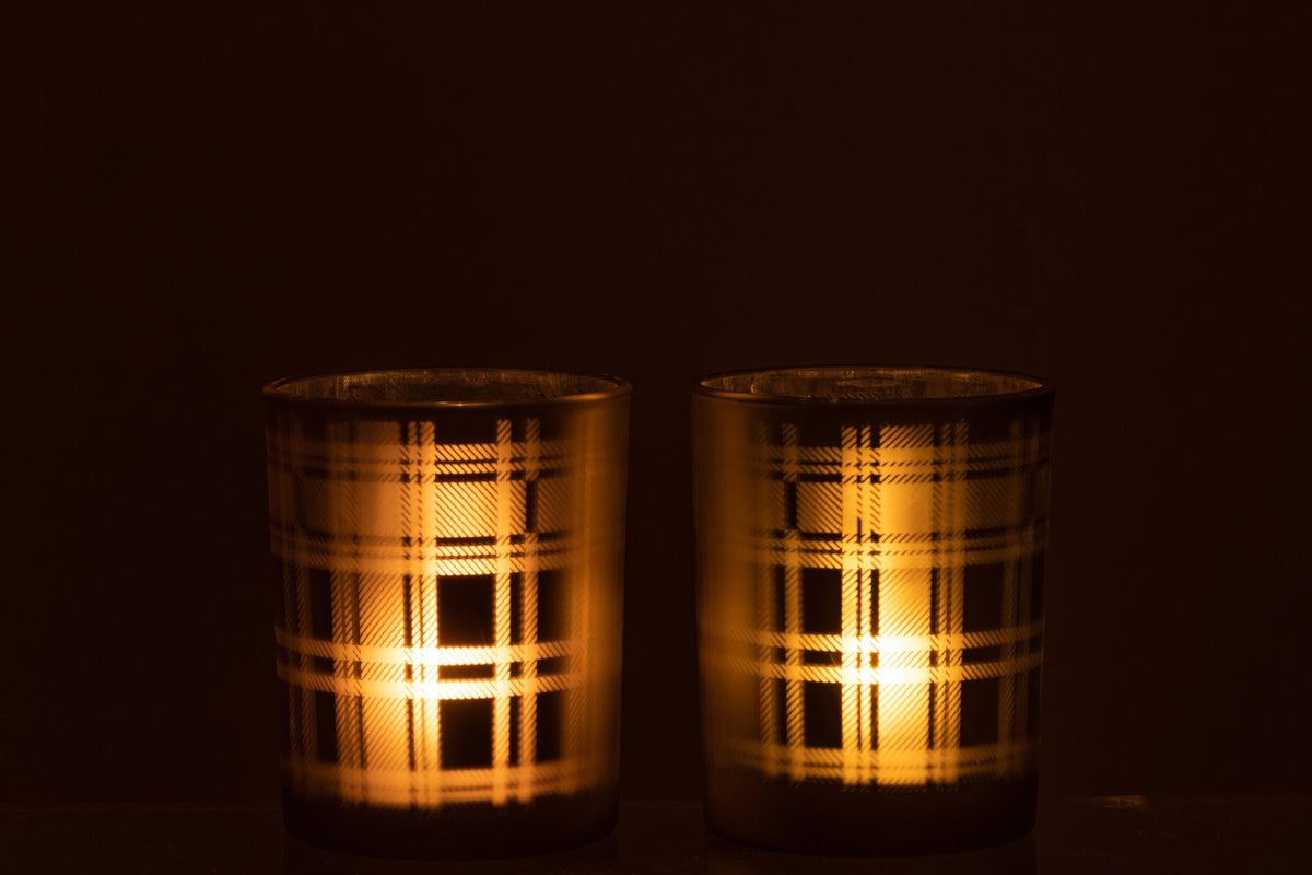 Windlicht Rechthoeken Glas Groen Medium Assortiment Van 2
